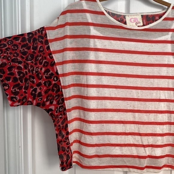 🆕 GB Girls Oversized Loose-Fit Top w/Cami Striped Cheetah Print XL - Picture 3 of 9
